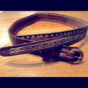 Vintage hand tooled belt, sz 32, Rare!!